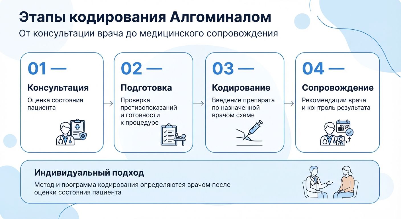 Кодирование препаратом «Алгоминал» в Алуште инфографика